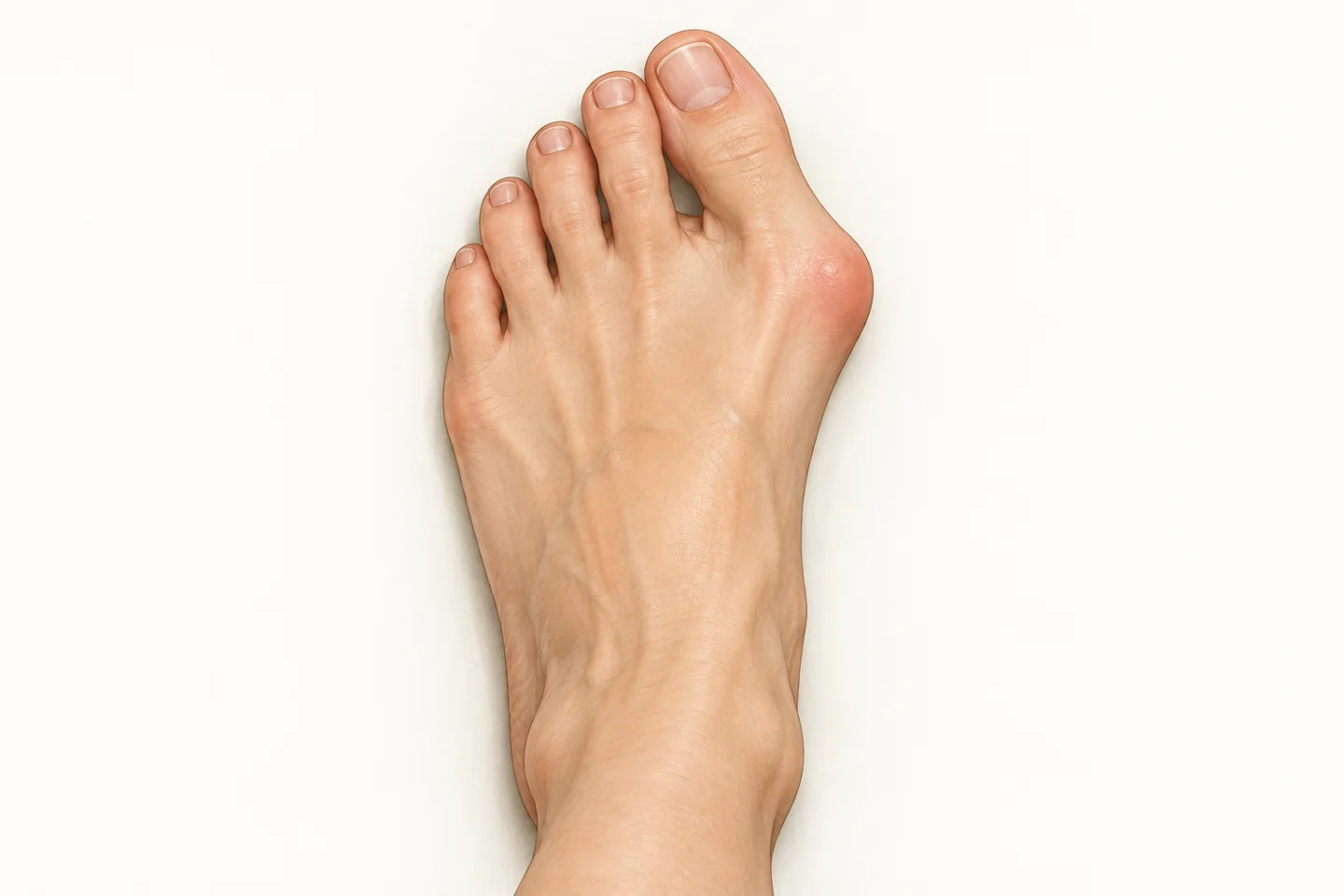Иллюстрация Hallux valgus: отклонение большого пальца и выступ в области первого плюснефалангового сустава